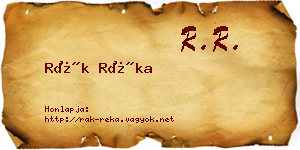 Rák Réka névjegykártya
